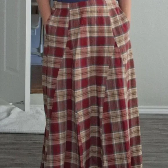 Womens Flannel Plaid Long Skirt - Picture 4 of 8
